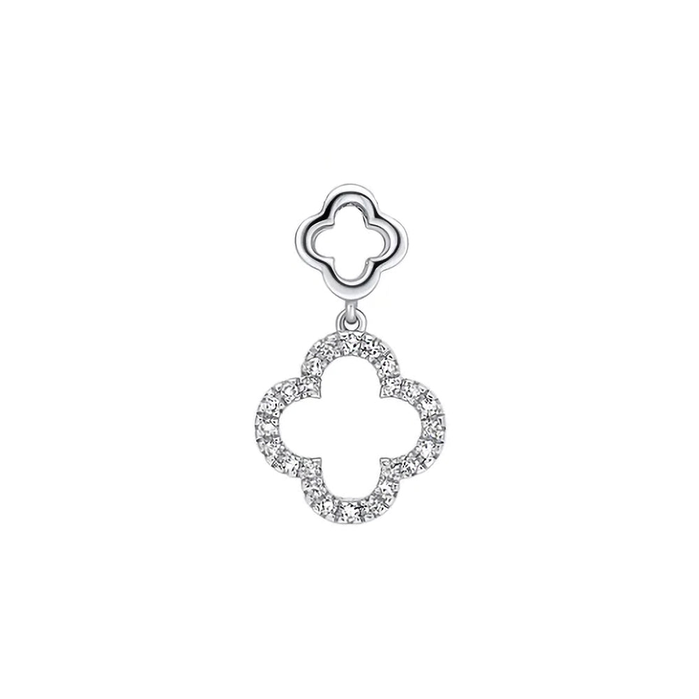 9ct White Gold Diamond Clover Drop Pendant Only GP2377C