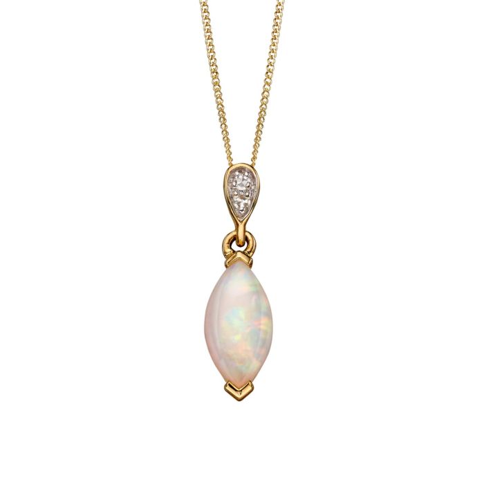9ct Yellow Gold Opal and Diamond Pendant Only GP2115W