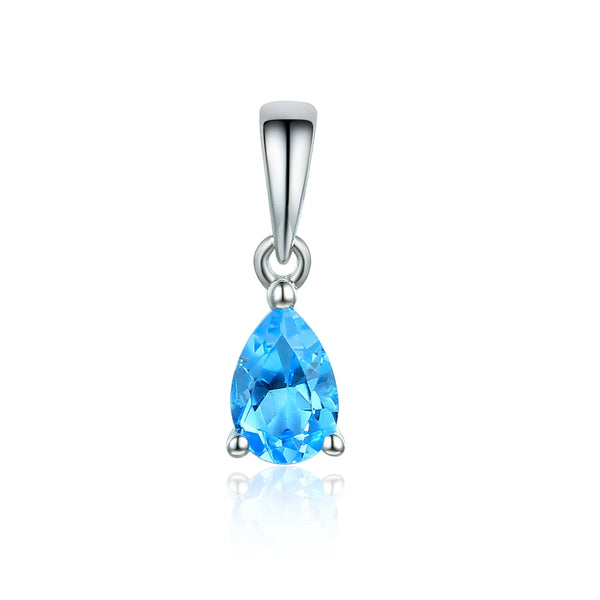 9ct White Gold 0.50ct Pear Cut Blue Topaz Necklace