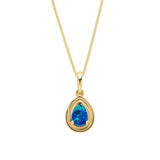 9ct Yellow Gold Australian Blue Opal Teardrop Pendant Only GP2391L