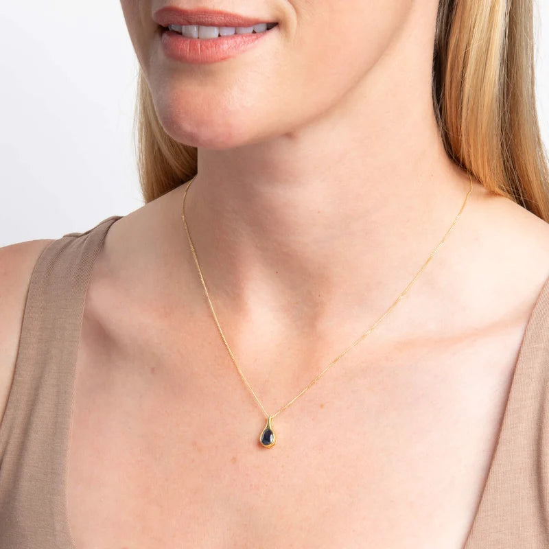 9ct Yellow Gold Blue Sapphire Teardrop Pendant Only GP2390L