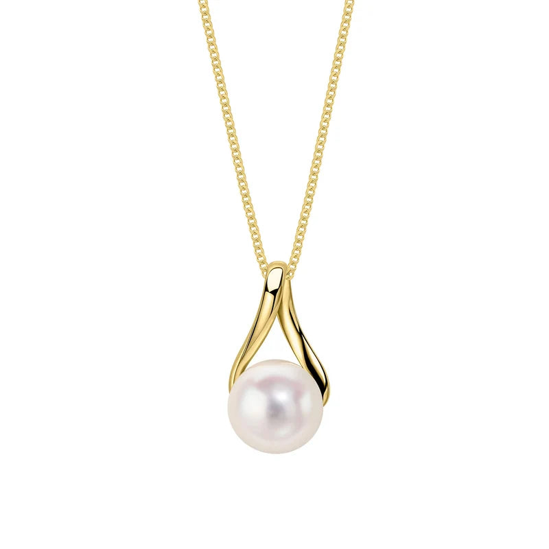 9ct Yellow Gold Freshwater Pearl Twist Pendant Only GP2389W