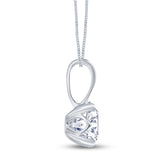 18ct white gold round brilliant cut diamond four claw filigree necklace side setting view
