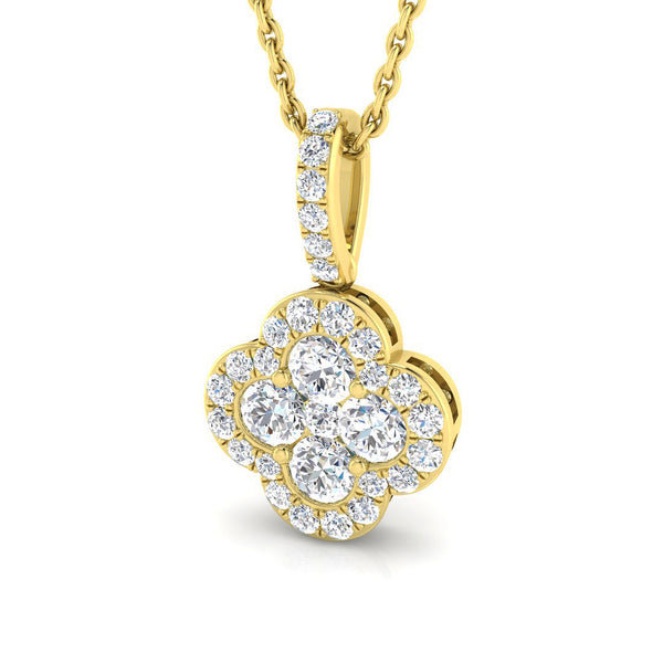 18ct Yellow Gold 0.52ct Diamond Clover Necklace