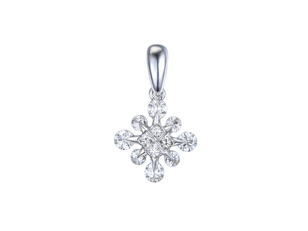 18ct White Gold 0.48ct Diamond Snowflake Pendant