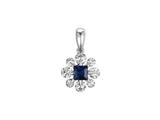 18ct White Gold 0.31ct Blue Sapphire And 0.51ct Diamond Flower Pendant Only