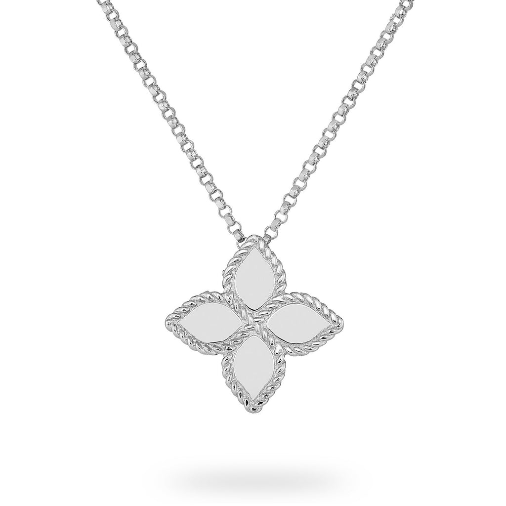 Roberto Coin 18ct White Gold Princess Flower Necklace AR777CL0678