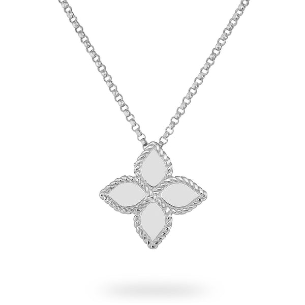 roberto coin 18ct white gold princess flower necklace