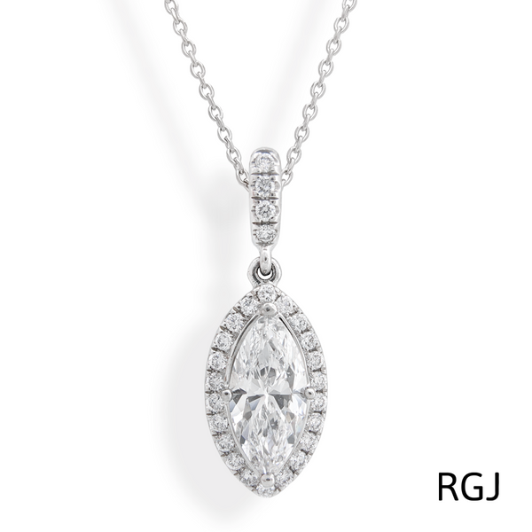 The Skye Platinum 0.55ct Marquise And Round Brilliant Cut Diamond Necklace