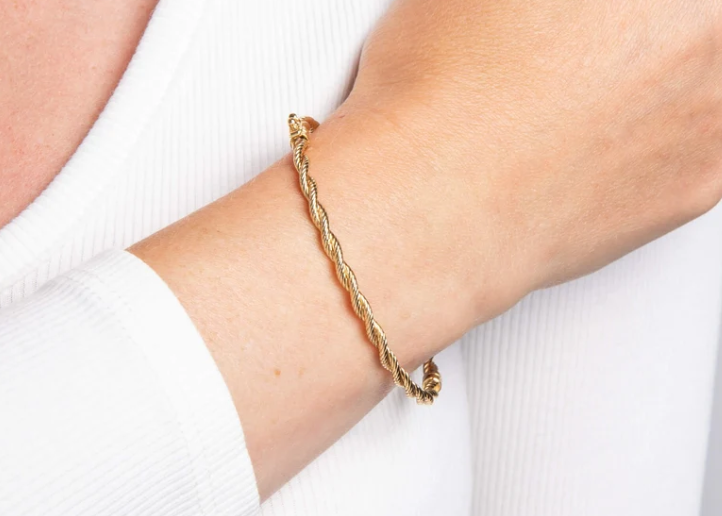 9ct Yellow Gold Rope Twist Bangle GB535