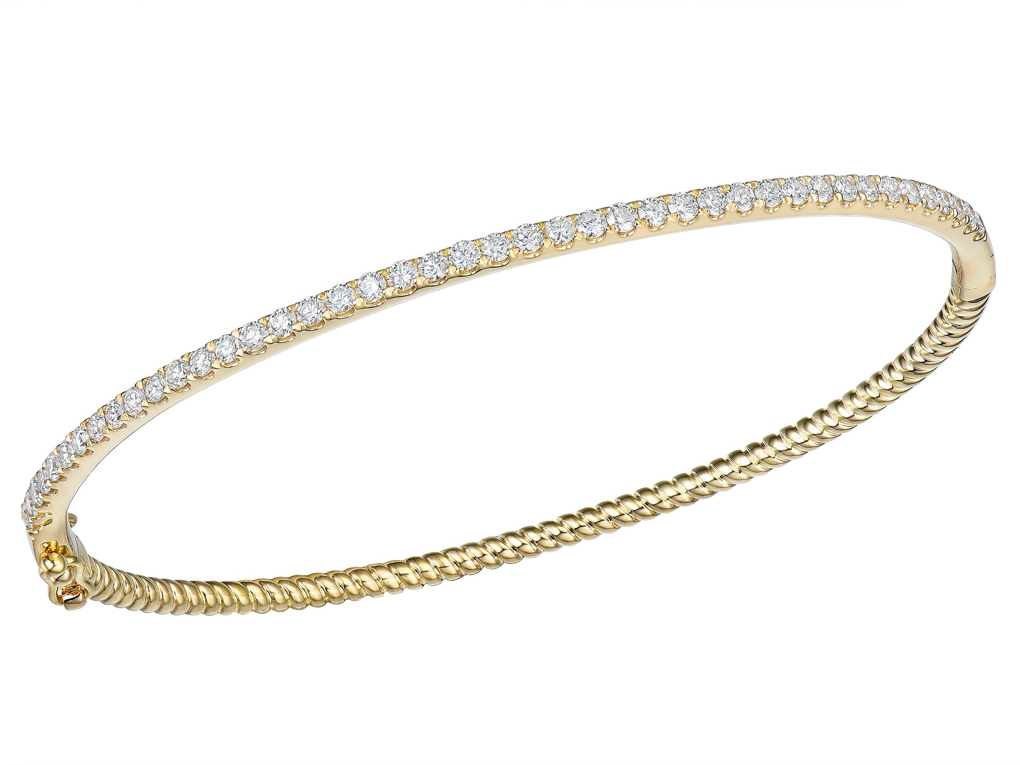 18ct Yellow Gold 1.00ct Diamond Claw Set Rope Bangle