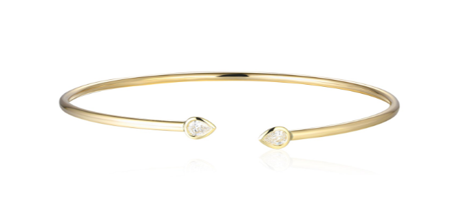 9ct Yellow Gold 0.22ct Pear Cut Diamond Bangle