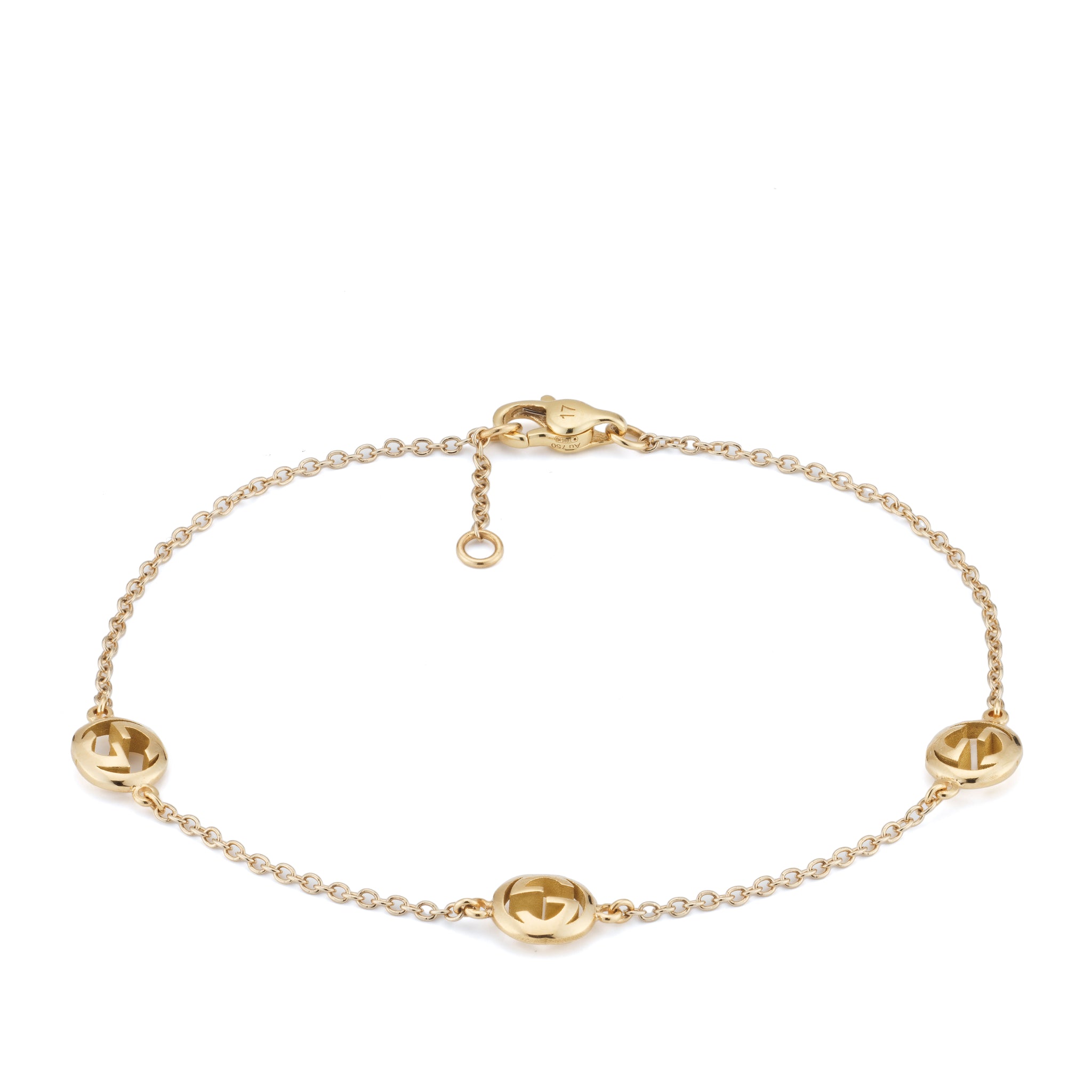 Gucci Interlocking 18ct Yellow Gold Station Bracelet YBA874214001