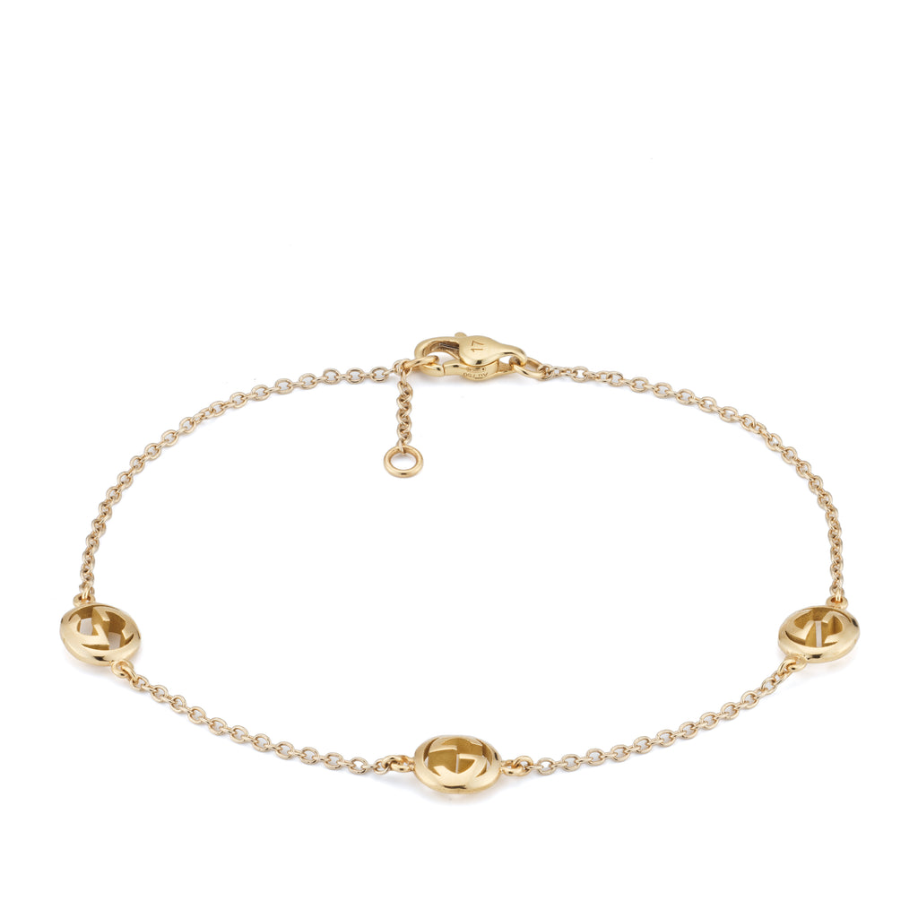 Gucci Interlocking 18ct Yellow Gold Station Bracelet YBA874214001