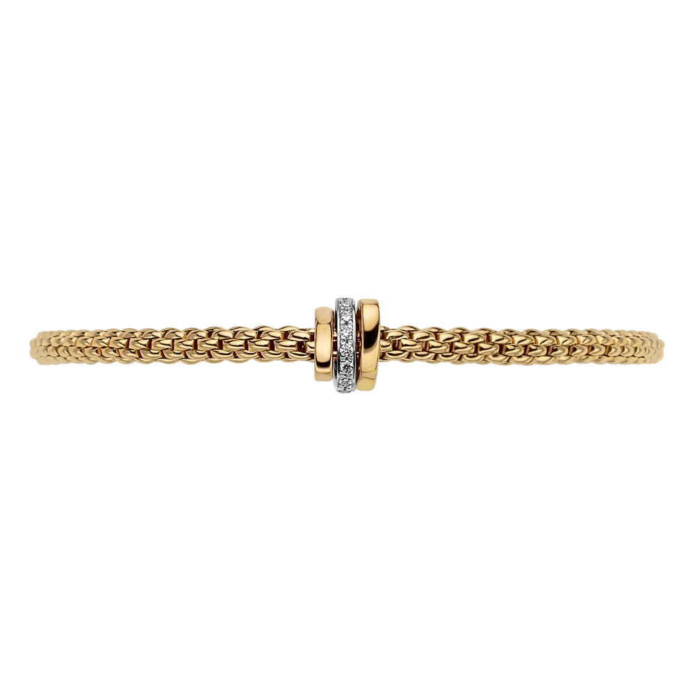 FOPE 18ct Yellow Gold Prima Flex-It 0.10ct Diamond Bracelet 74408BX_BB_G_GBG