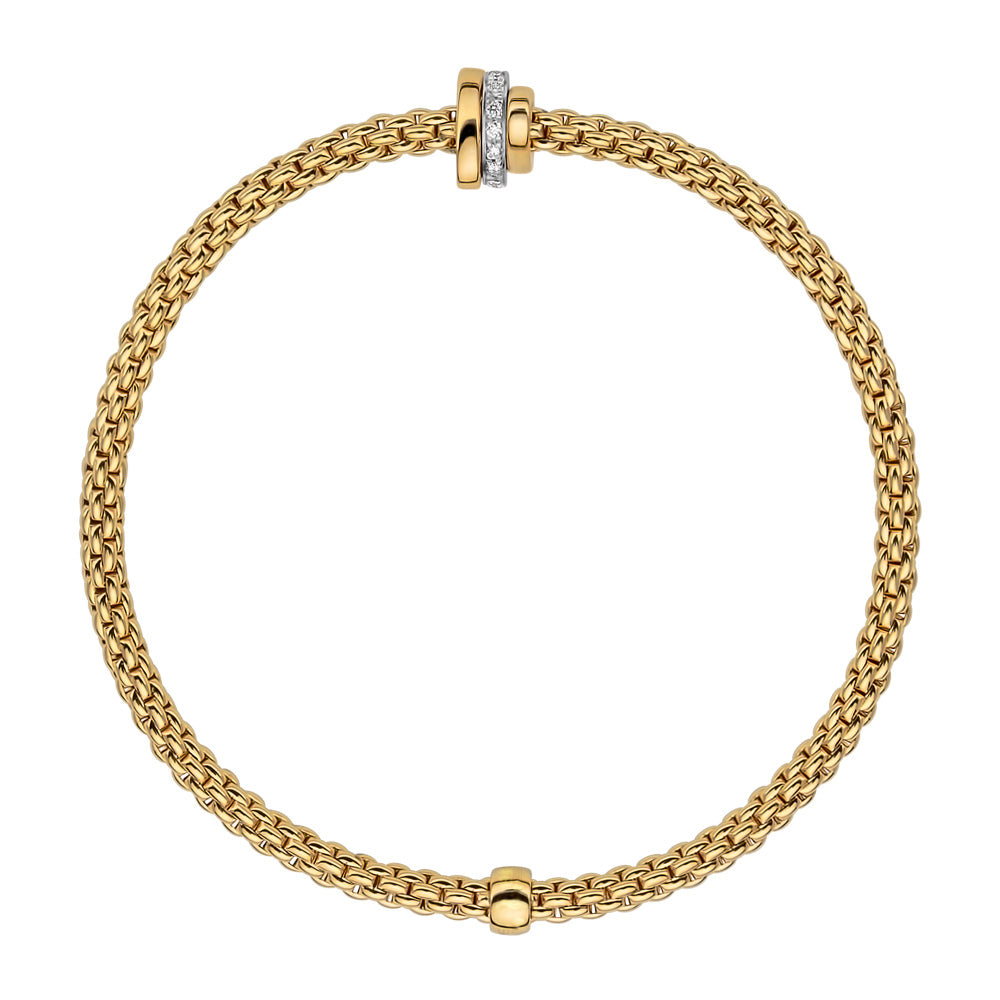 FOPE 18ct Yellow Gold Prima Flex-It 0.10ct Diamond Bracelet 74408BX_BB_G_GBG
