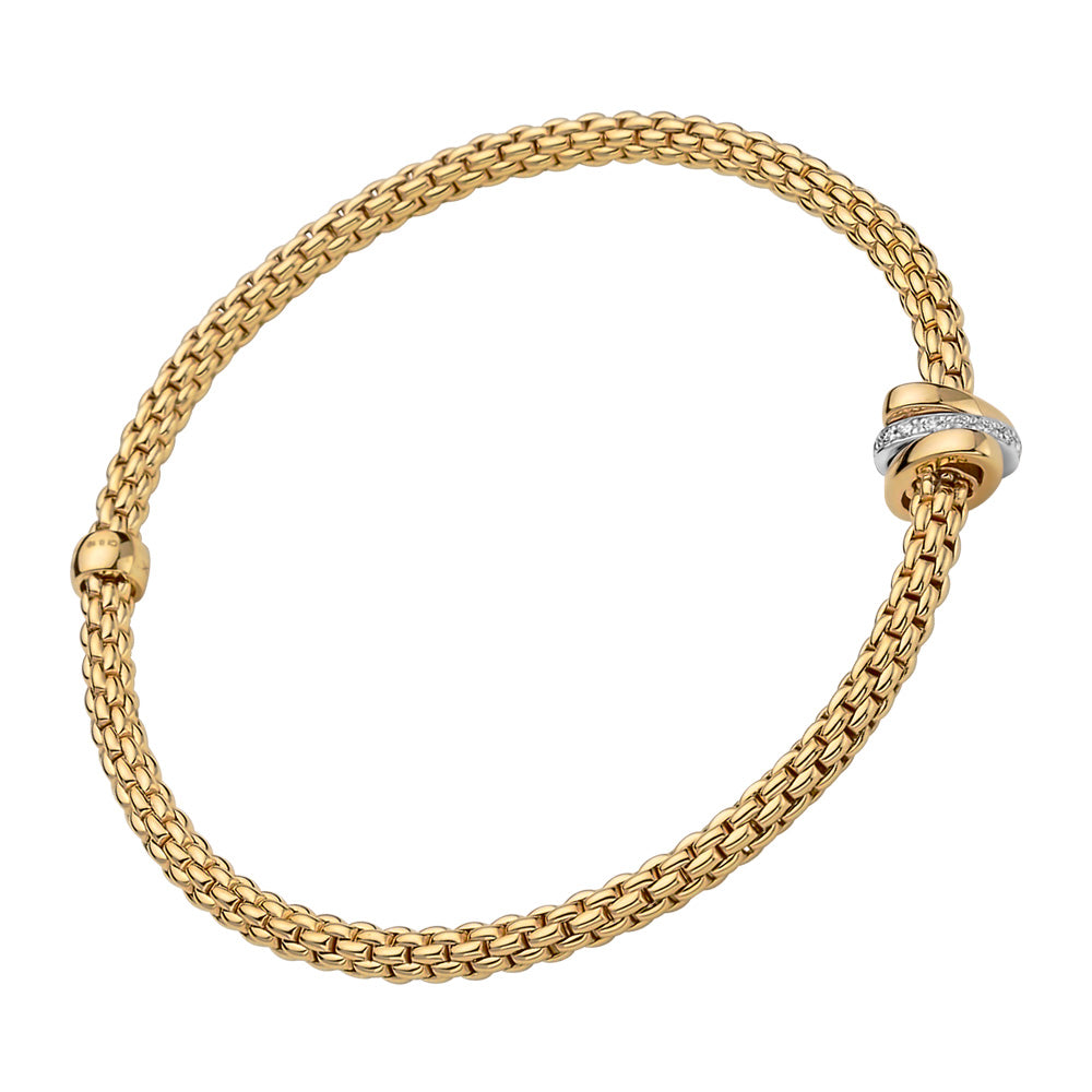 FOPE 18ct Yellow Gold Prima Flex-It 0.10ct Diamond Bracelet 74408BX_BB_G_GBG