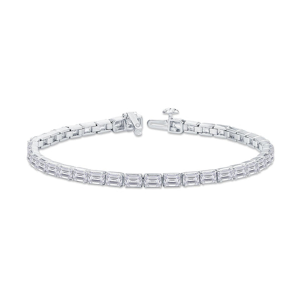 18ct white gold emerald cut diamond line bracelet