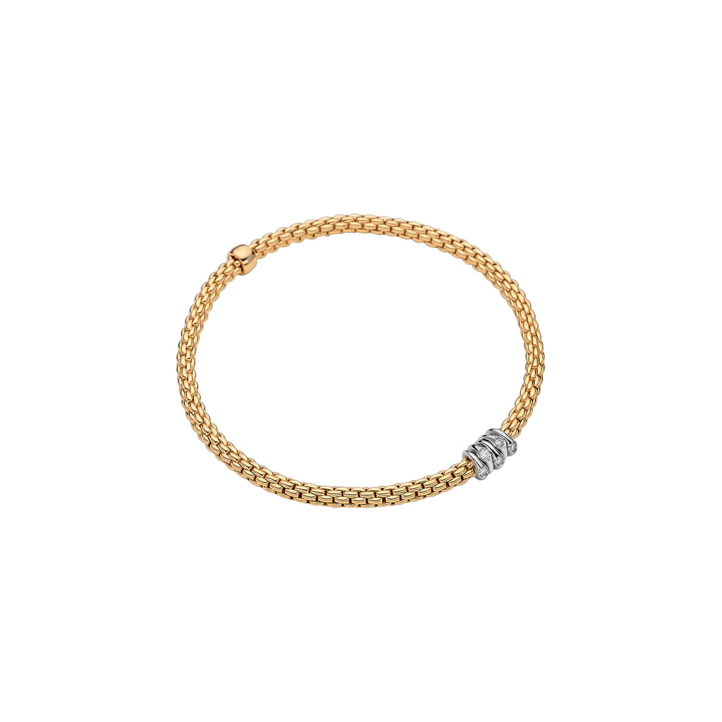 FOPE 18ct Yellow And White Gold Prima Flex-It 0.07ct Diamond Bracelet 74608BX_BB_G_XBX