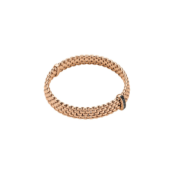 fope 18ct rose gold panorama flex'it 0.70ct black diamond bracelet