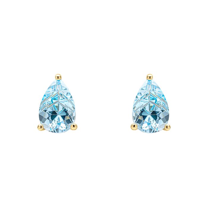 9ct Yellow Gold Pear Cut Blue Topaz Stud Earrings GE2486T