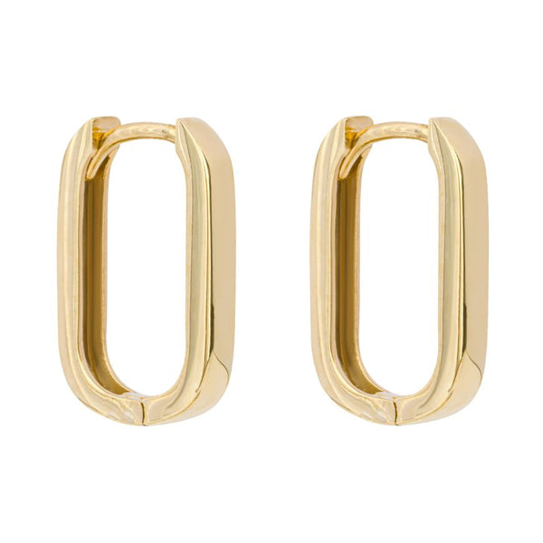 9ct yellow gold rectangle hoop earrings