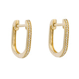 9ct yellow gold diamond rectangle hoop earrings