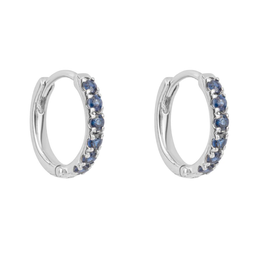 9ct White Gold Blue Sapphire Hoop Earrings GE1017L