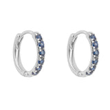 9ct white gold blue sapphire hoop earrings