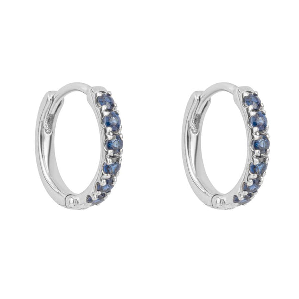 9ct white gold blue sapphire hoop earrings