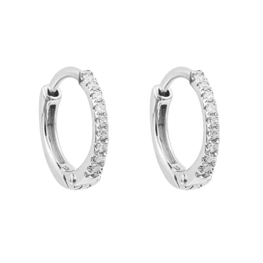 9ct White Gold Diamond Hoop Earrings GE2440