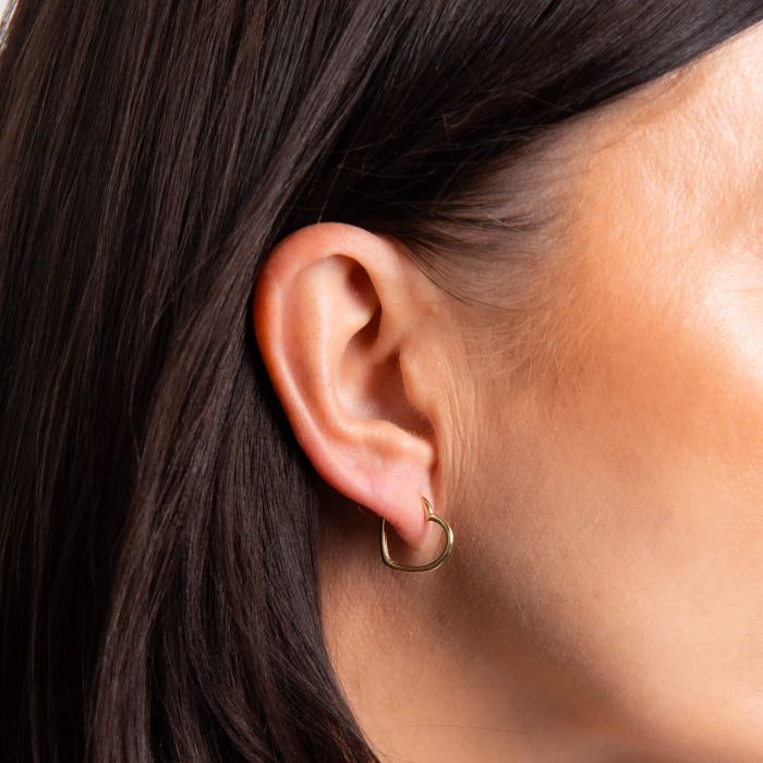 9ct Yellow Gold Open Heart Hoop Earrings GE2503