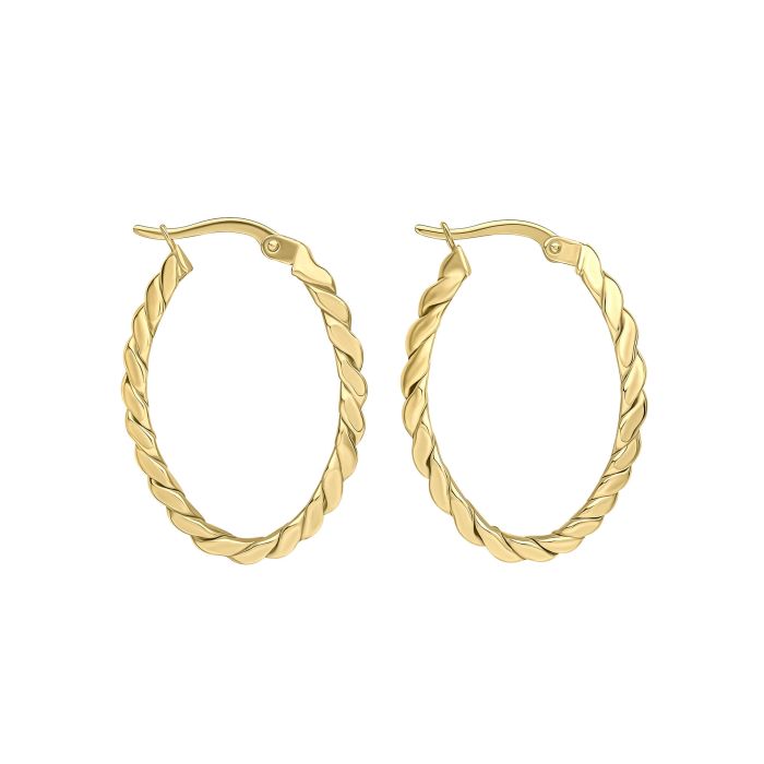 9ct Yellow Gold Twisted Rope Hoop Earrings GE2504