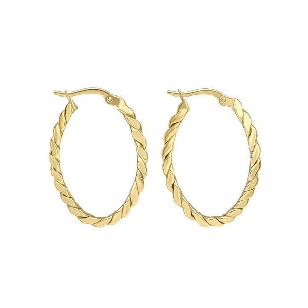 9ct Yellow Gold Twisted Rope Hoop Earrings GE2504