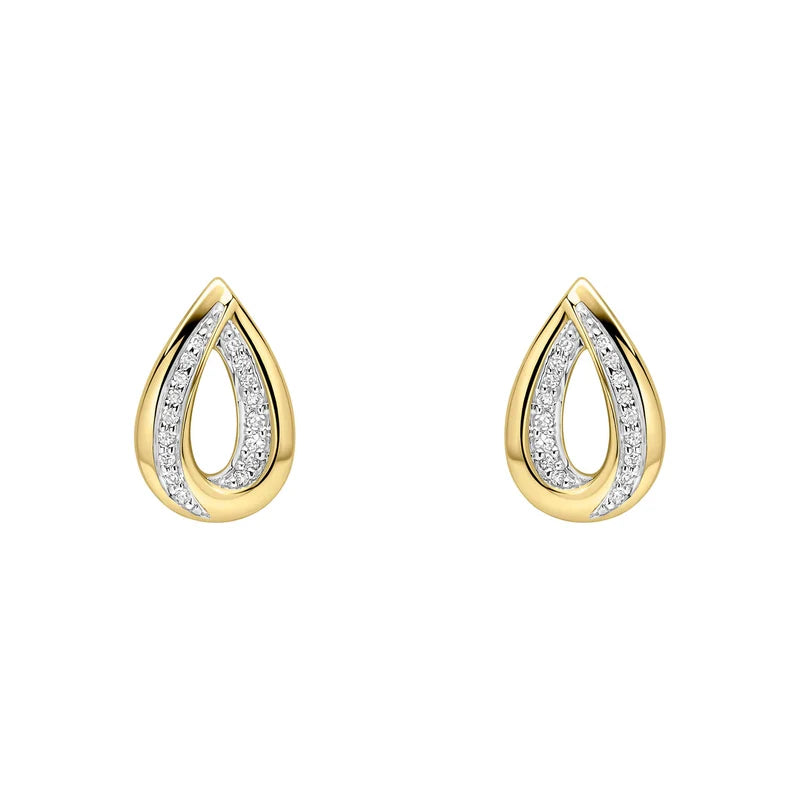 9ct Yellow Gold Diamond Teardrop Stud Earrings GE2534