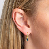 9ct Yellow Gold Blue Sapphire Teardrop Hook Earrings GE2521L