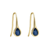 9ct Yellow Gold Blue Sapphire Teardrop Hook Earrings GE2521L