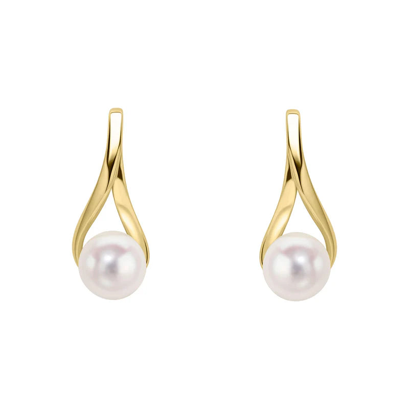 9ct Yellow Gold Freshwater Pearl Twist Earrings GE2541W