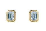 9ct Yellow Gold Elongated Octagon Cut Aquamarine Stud Earrings GE2475T
