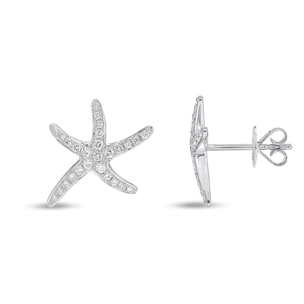 18ct White Gold 0.32ct Diamond Starfish Stud Earrings