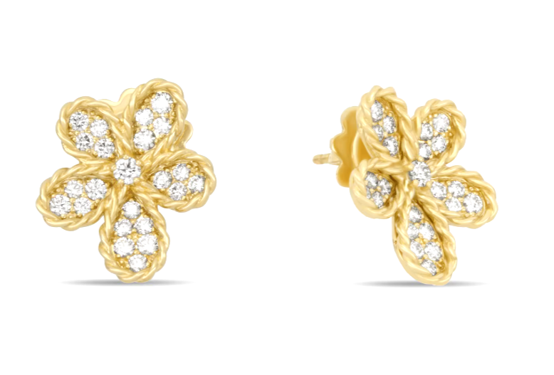 Roberto Coin 18ct Yellow Gold 0.75ct Diamond Jasmine Earrings ADR777EA3725