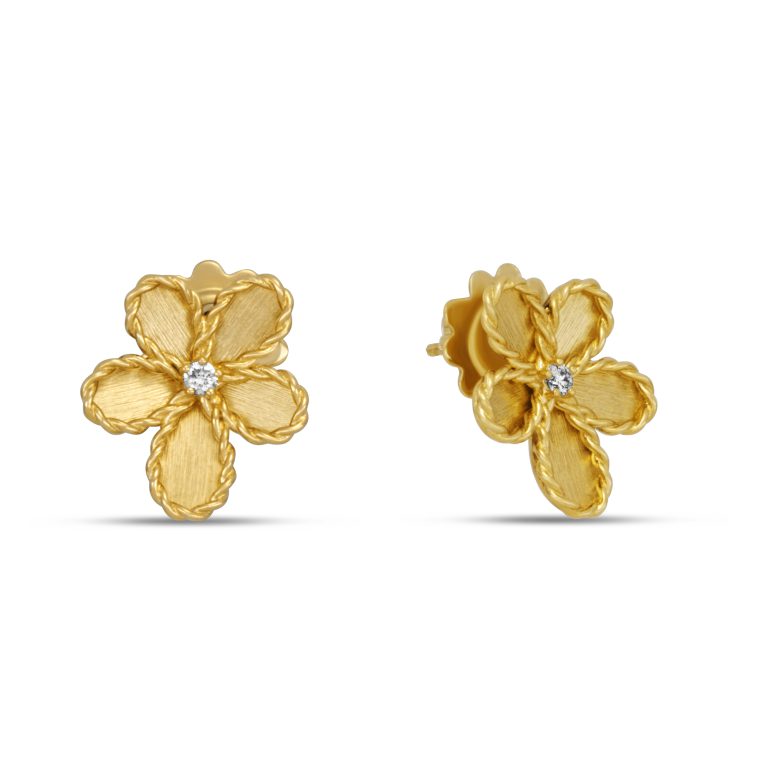 Roberto Coin 18ct Yellow Gold 0.08ct Diamond Jasmine Earrings ADR777EA3646