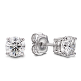 18ct white gold four claw round brilliant cut diamond stud earrings