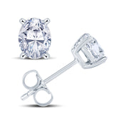 18ct white gold oval cut diamond four claw stud earrings setting view