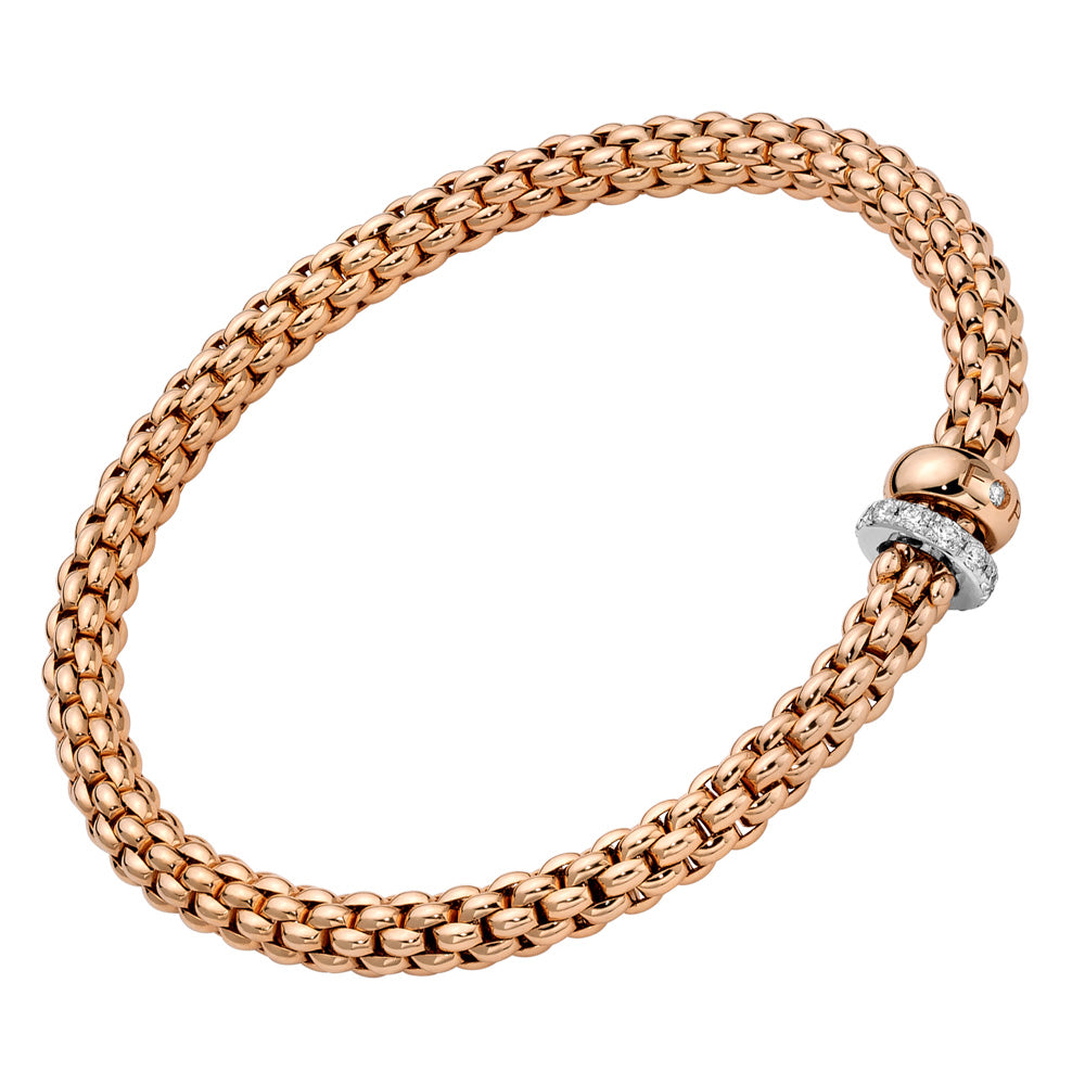 FOPE 18ct Rose And White Gold Solo Flex-It 0.29ct Diamond Bracelet 62406BX_PB_R_BRX