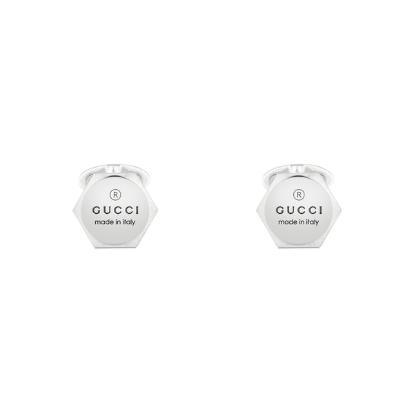 Gucci Trademark Silver Hexagonal Cufflinks YBE77916300100U