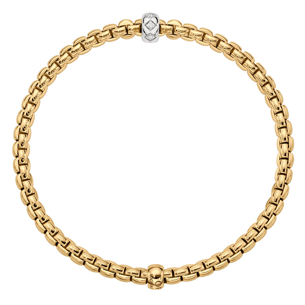 FOPE 18ct Yellow Gold Eka Flex-It 0.12ct Diamond Bracelet 73101BX_BB_G_XBX