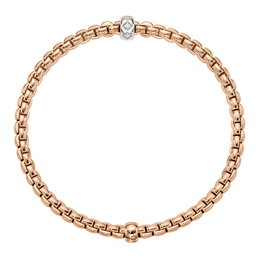 FOPE 18ct Rose Gold Eka Flex-It 0.12ct Diamond Bracelet 73101BX_BB_R_XBX