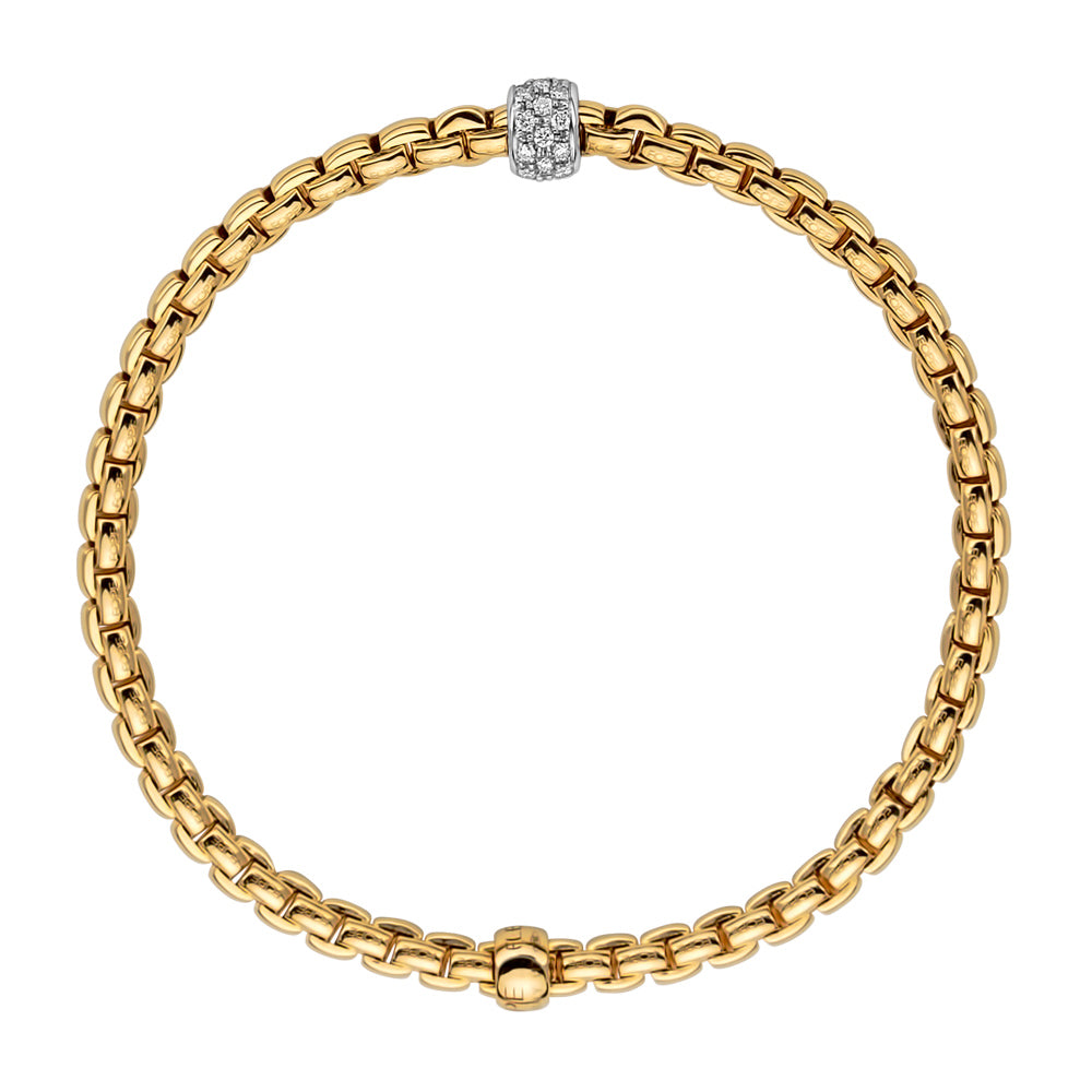 FOPE 18ct Yellow Gold Eka Tiny Flex-It 0.19ct Diamond Bracelet 73301BX_PB_G_XBX