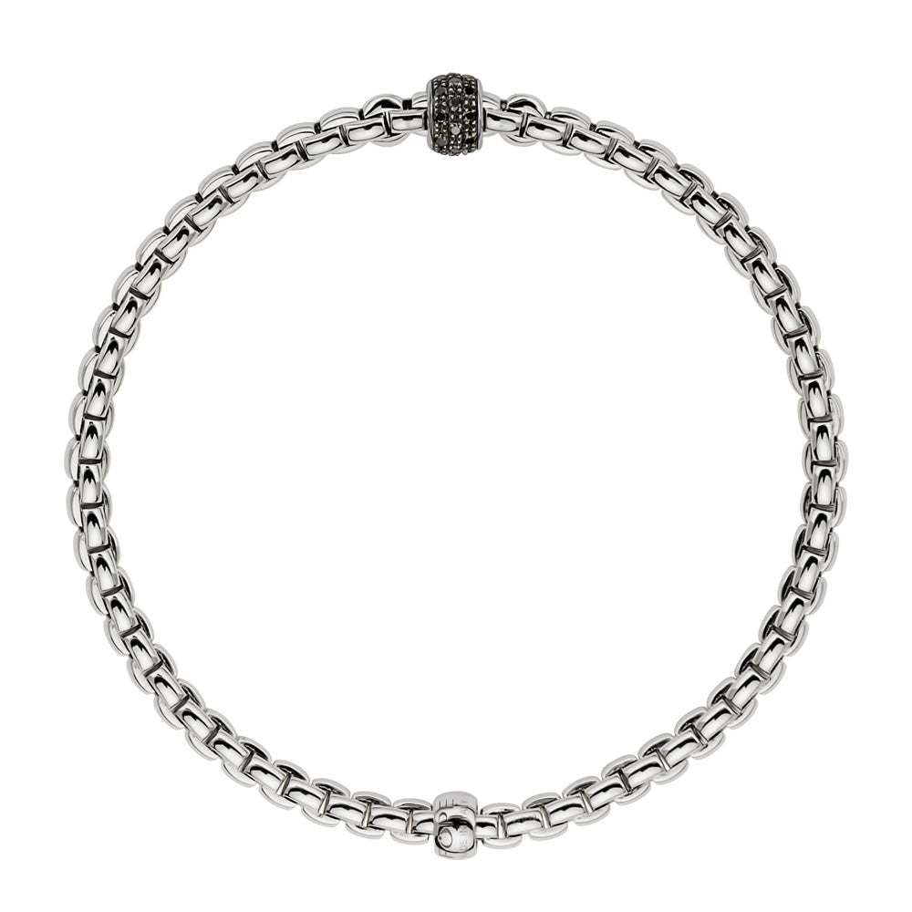 FOPE 18ct White Gold Eka Tiny 0.20ct Black Diamond Bracelet 73301BX_PN_B_X1X